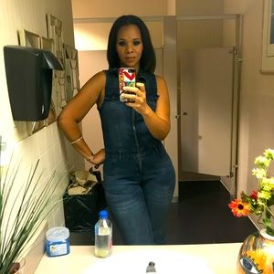 Denim one zipper stretch one piece